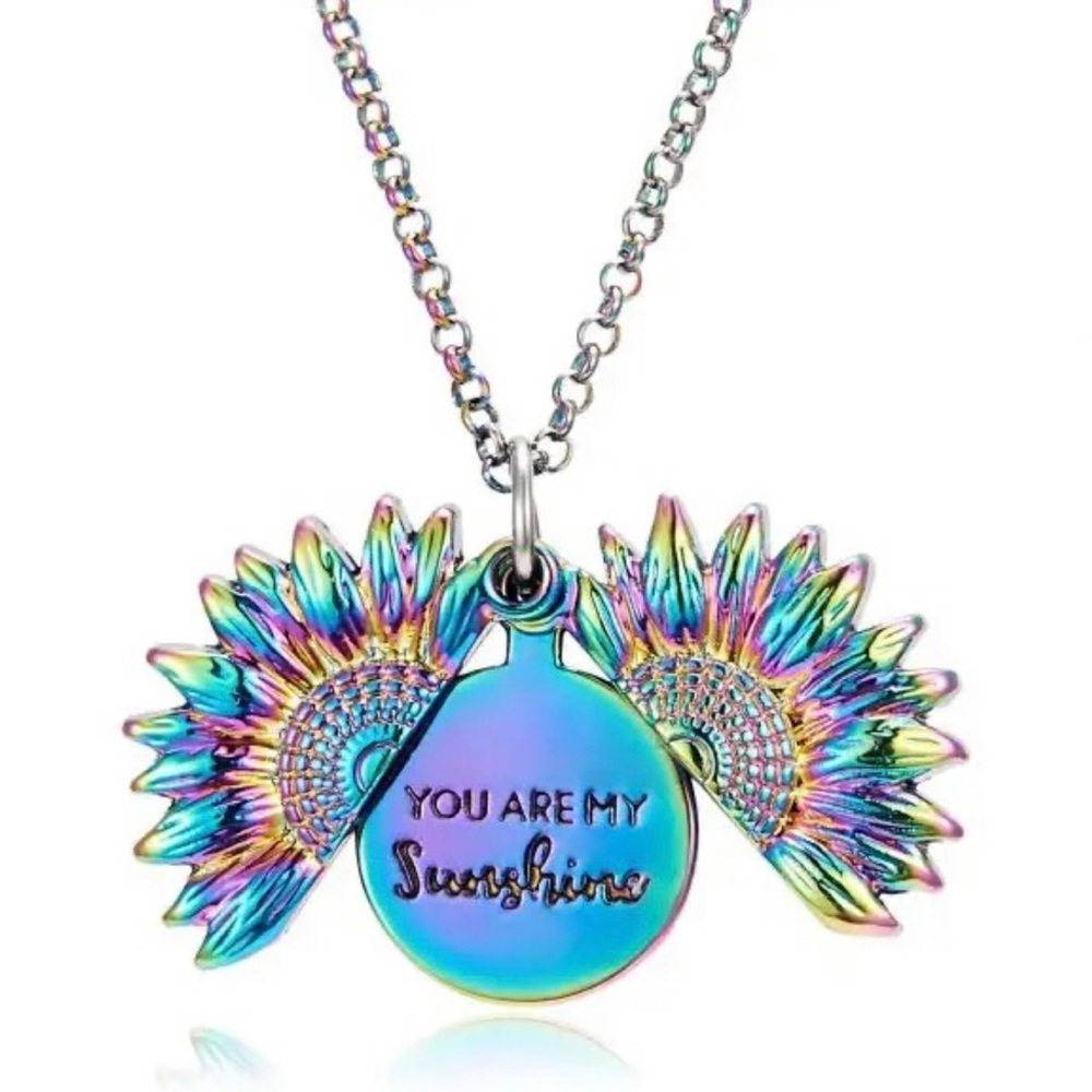 You are my sunshine iridescent necklace